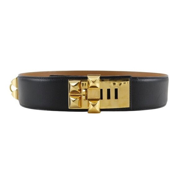 HERMES Cory Edssian belt black Calfskin/Plated Gold Women - Picture 1 of 13